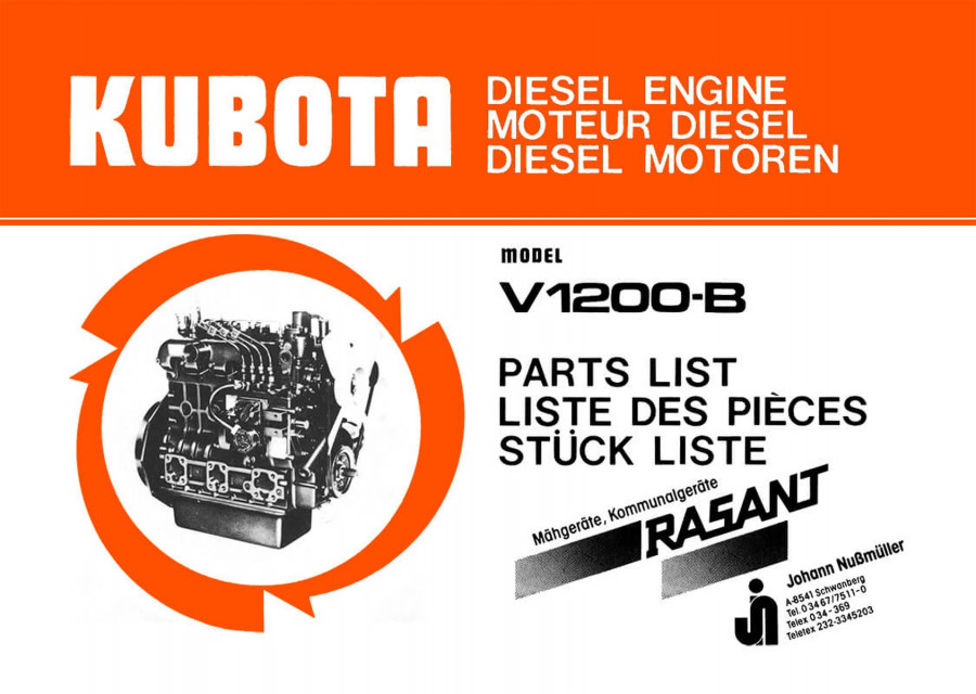 Kubota V1200-B Motor Ersatzteilliste