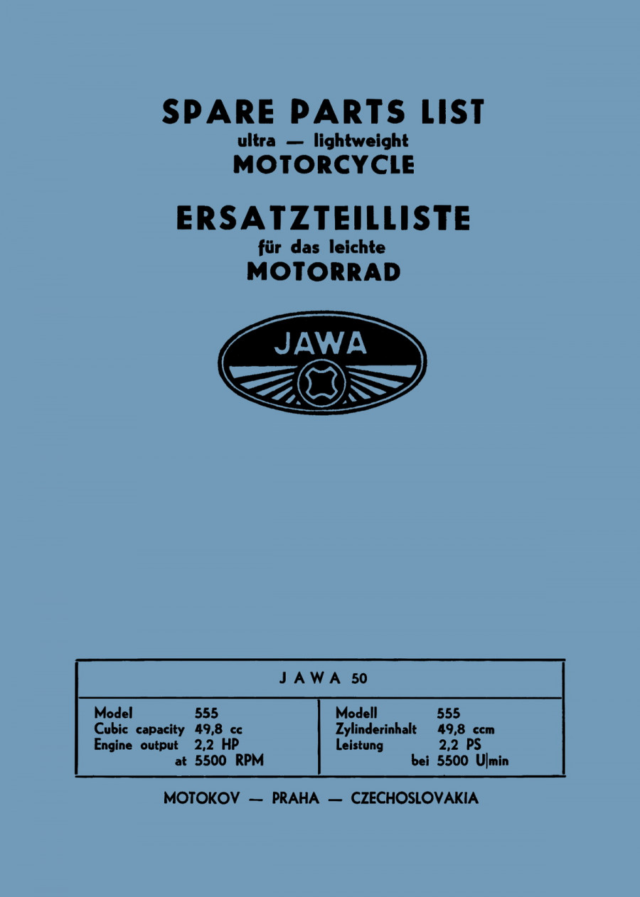 Jawa 50 - Type 555 Ersatzteilkatalog