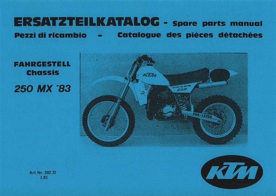 KTM Motorfahrzeugbau 250 MX `83, nur Fahrgestell, Ersatzteilkatalog