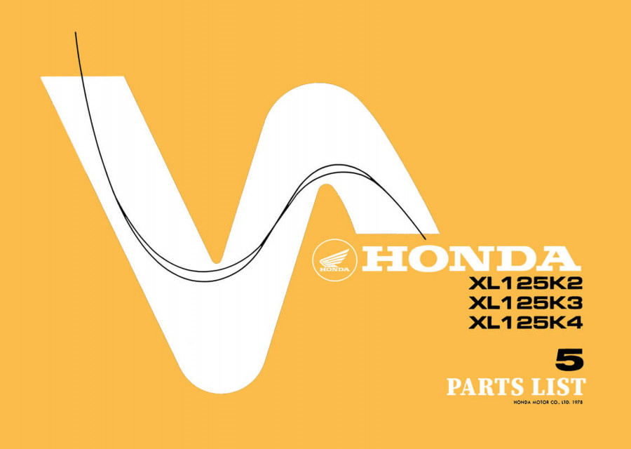 Honda XL125K2 XL125K3 XL125K4 Parts List