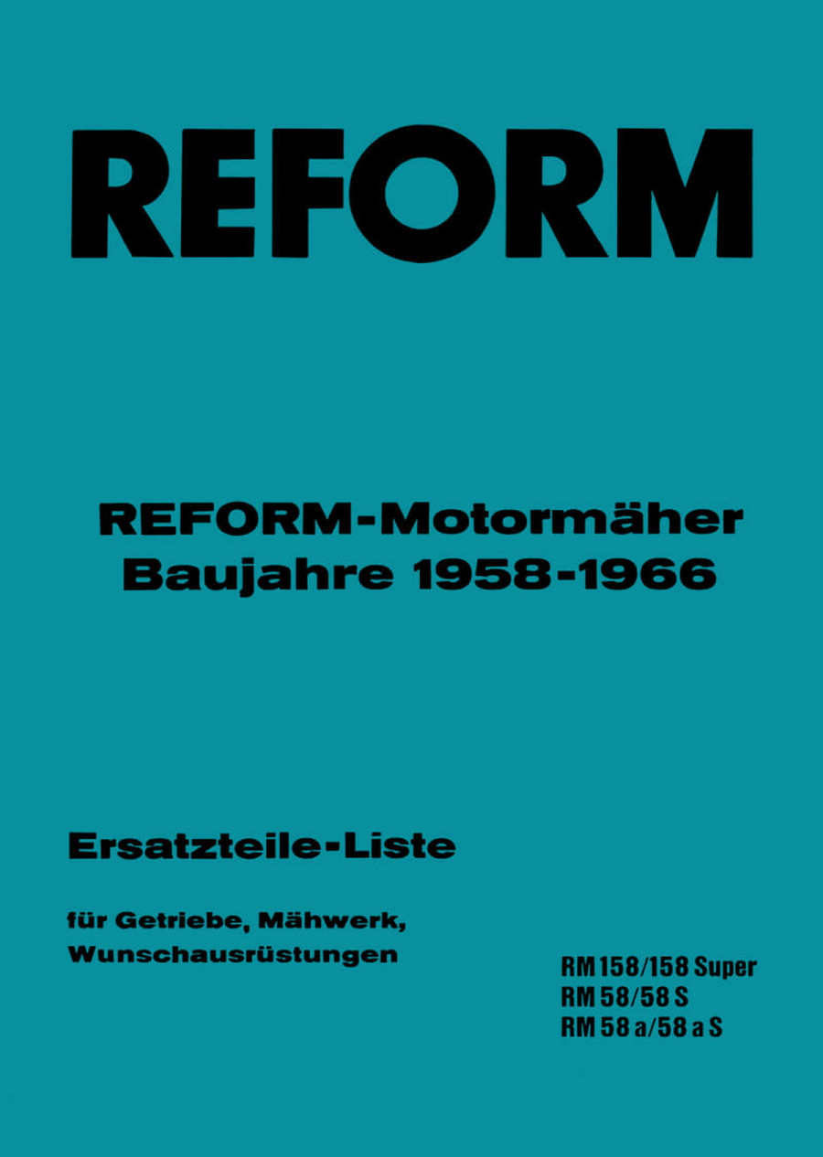 Reform RM 58 und RM 158 Ersatzteilliste
