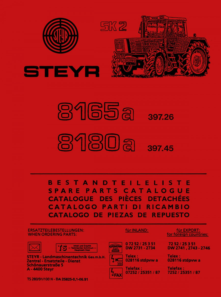 Steyr 8165a und 8180a Traktor Ersatzteilkatalog