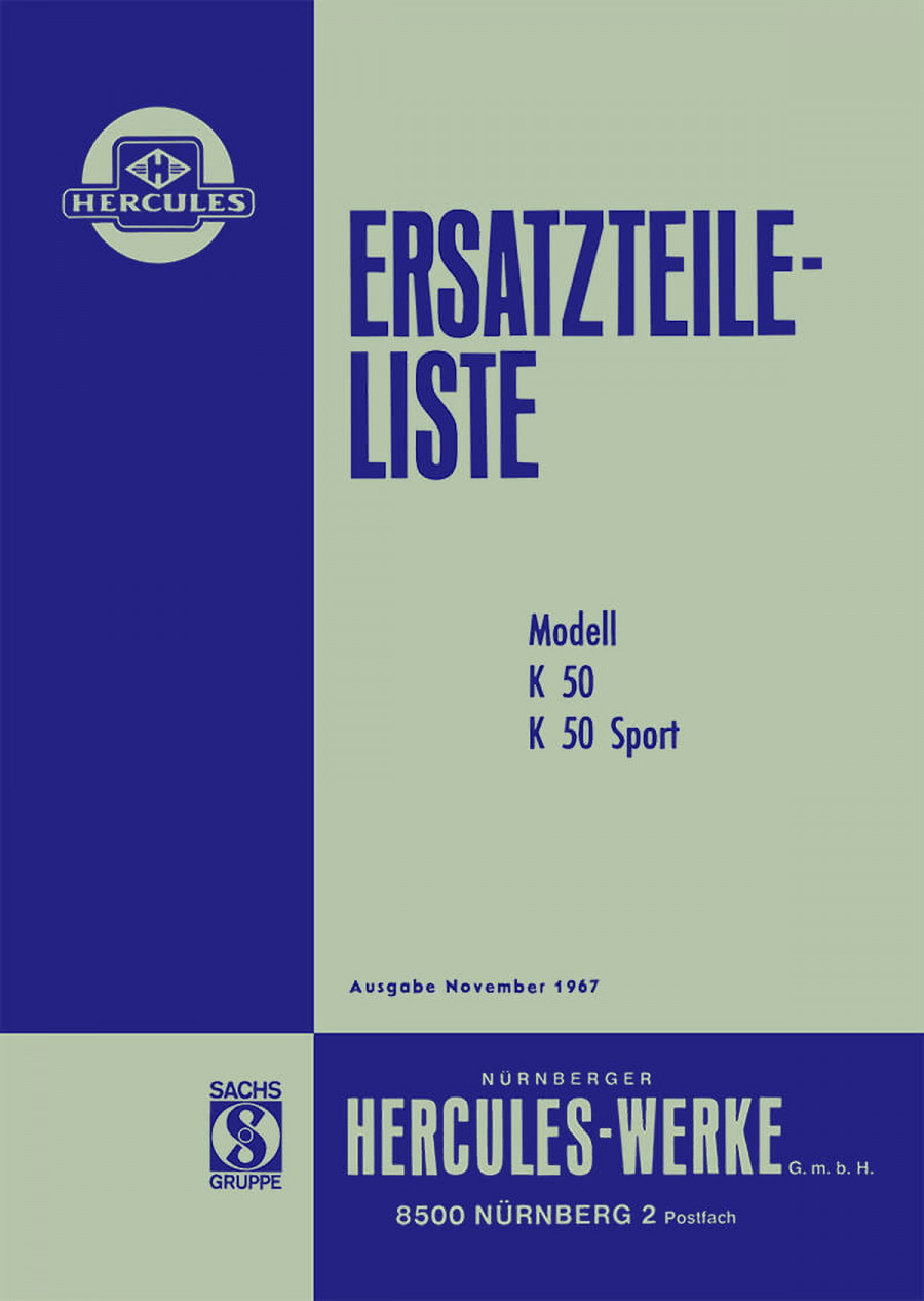 Hercules K50 und K50 Sport, Ersatzteileliste (Fahrgestell)