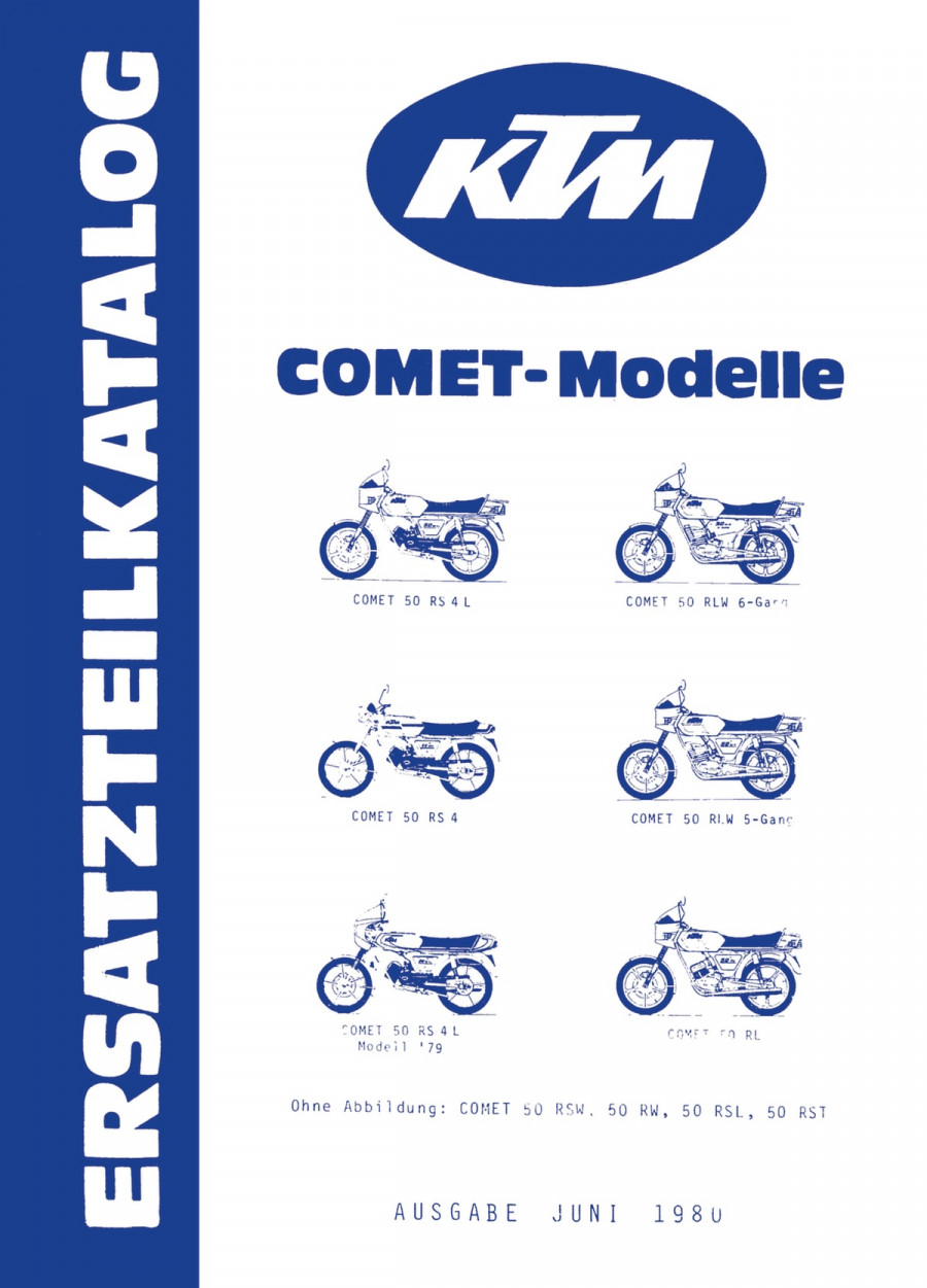 KTM Motorfahrzeugbau Comet 50, RS 4/L, RLW-6-Gang RLW-5-Gang, RL/ RSW/ RW/ RSL/ RST, Fahrgestell, Ersatzteilkatalog
