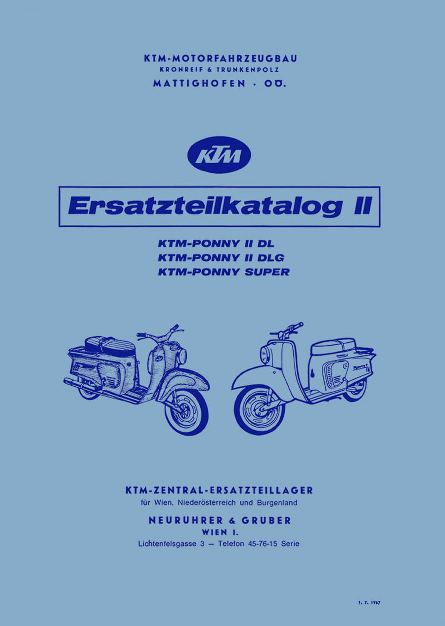 KTM Motorfahrzeugbau Ponny II DL/ DLG Super, Fahrgestell, Ersatzteilkatalog