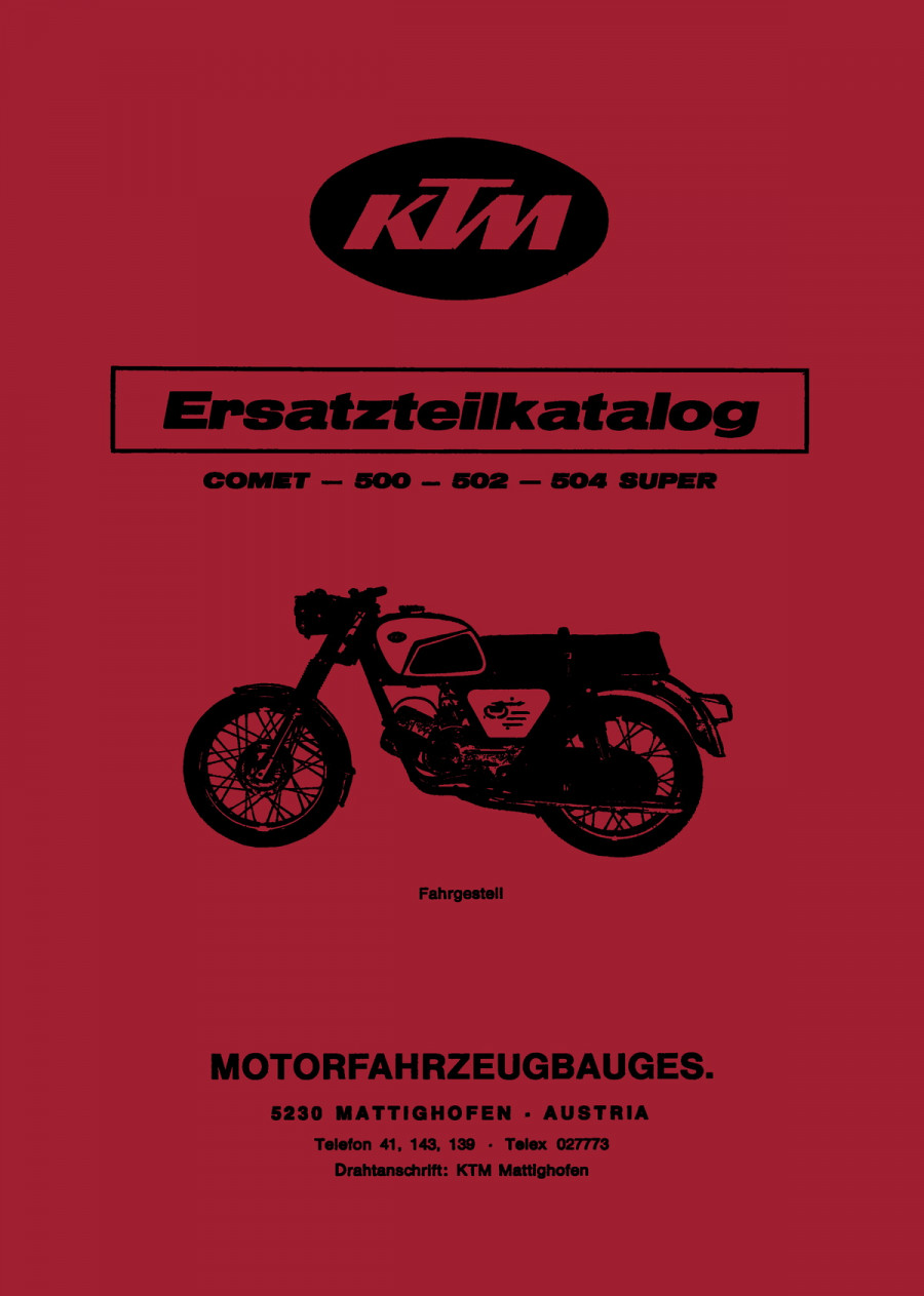 KTM Motorfahrzeugbau Comet 500, 502, 504 Super mit Puch-Motor, Ersatzteilkatalog