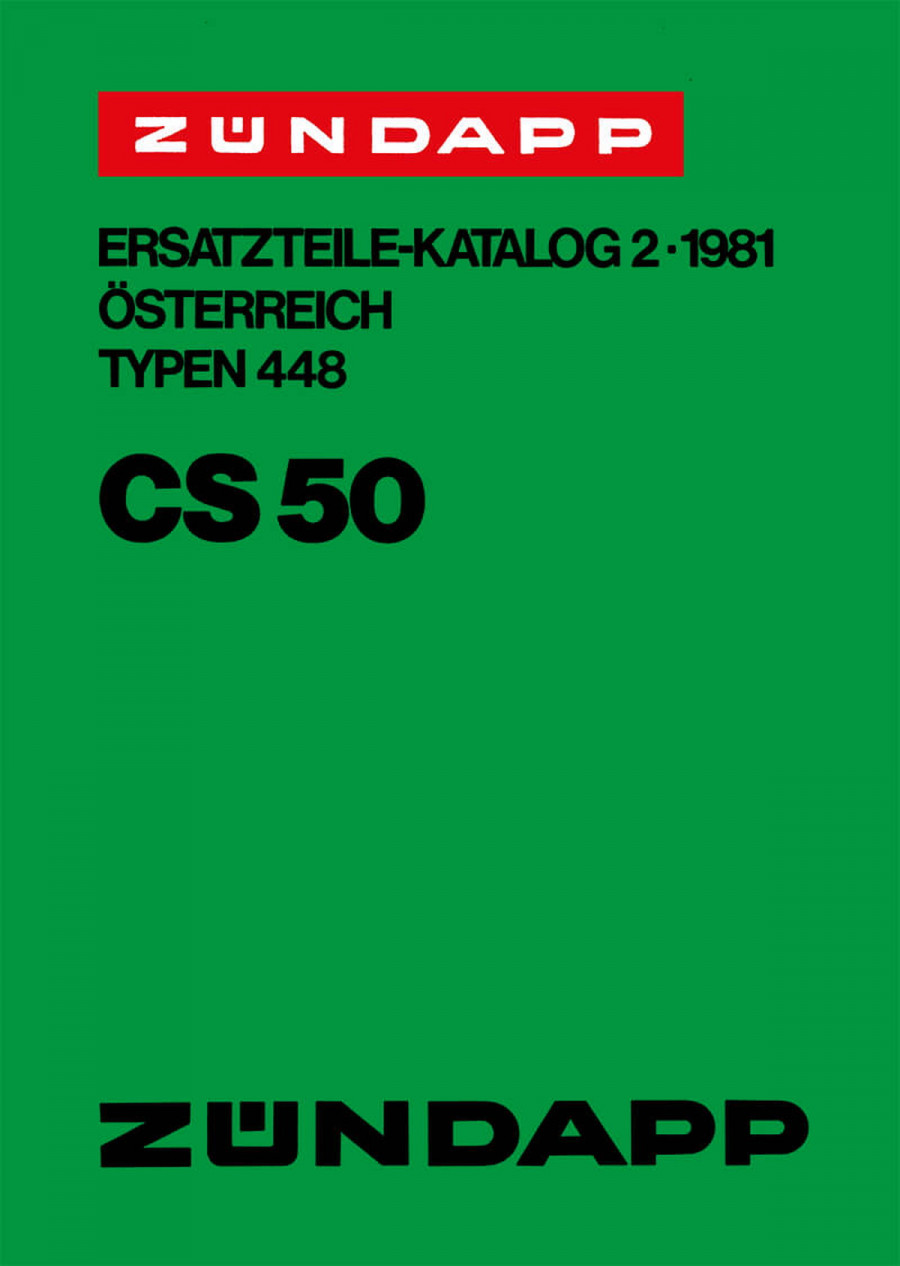 Zündapp Moped CS50, Typen 448, Ausführung für Österreich, Ersatzteilkatalog