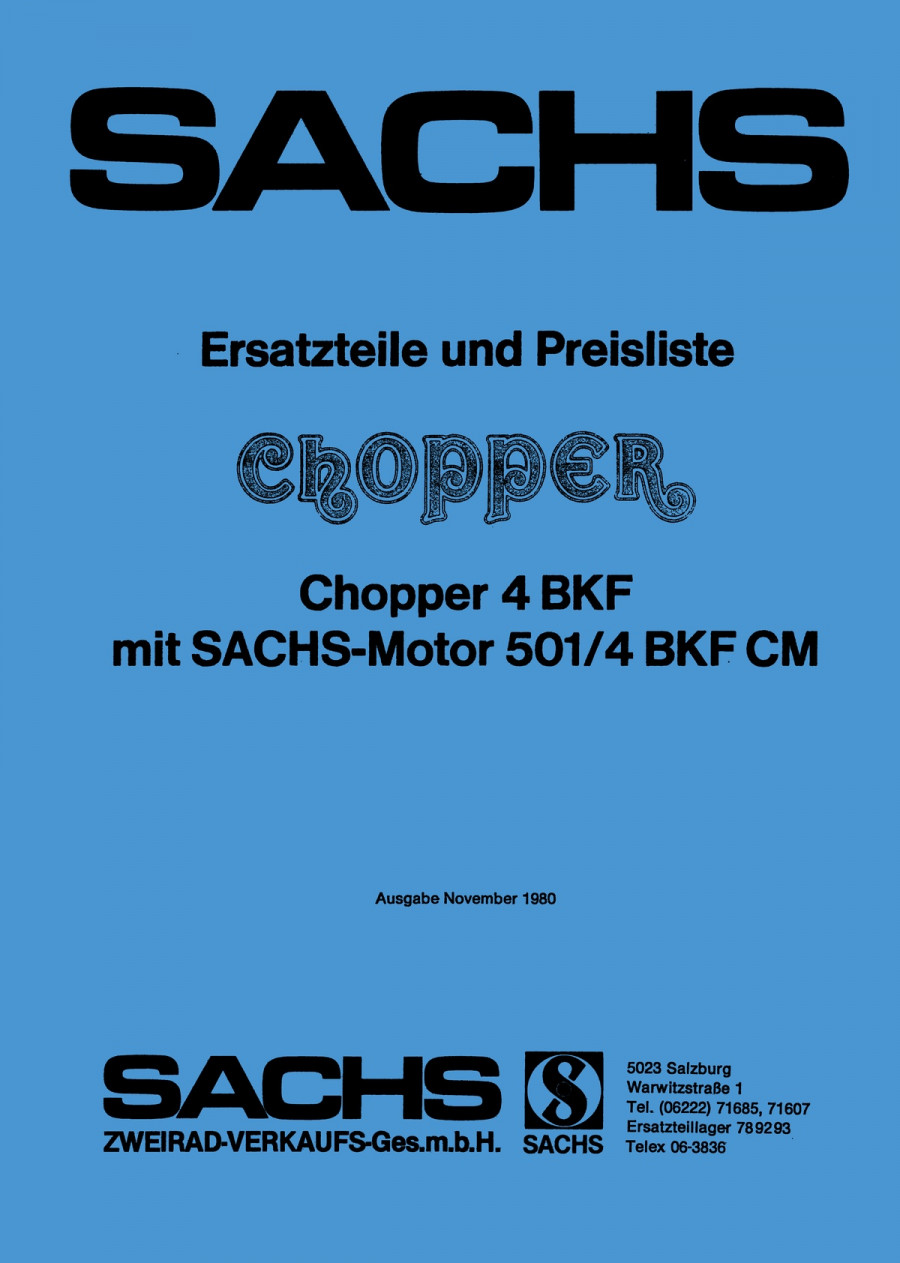 Sachs Chopper 4 BKF mit Sachs-Motor 501/4 BKF CM, Ersatzteilkatalog