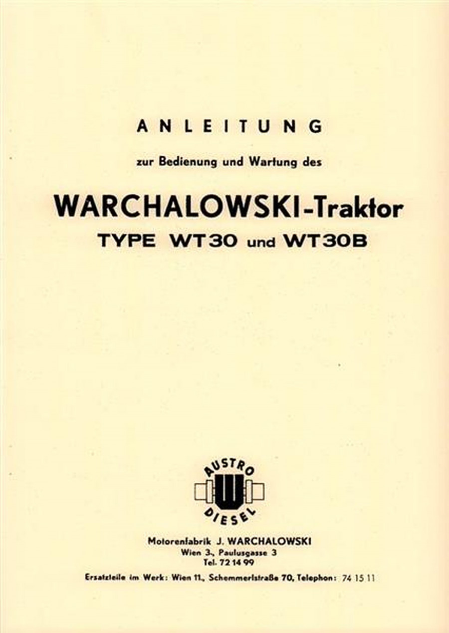 Warchalowski WT30, WT30B Betriebsanleitung und Ersatzteilkatalog