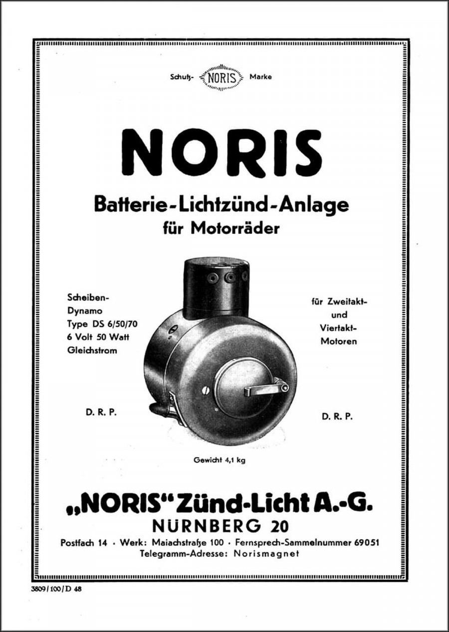 Noris Batterie-Lichtzünd-Anlage für Motorräder Betriebsanleitung