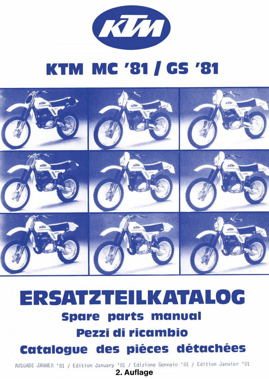 KTM Motorfahrzeugbau 125 / 250 / 350 / 390 / 420 / 495 MC + GS, Ersatzteilkatalog für das Fahrwerk (ohne Motor)