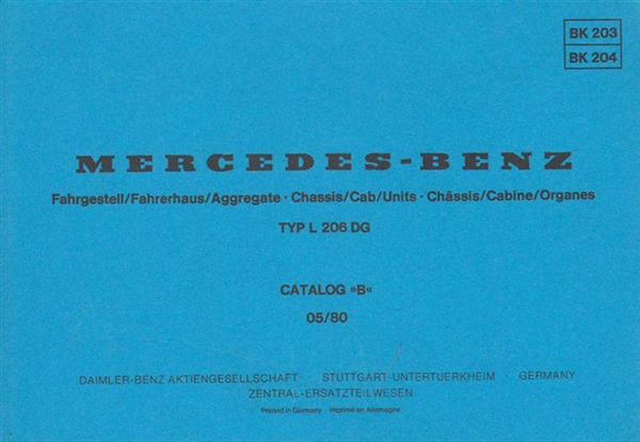 Mercedes Benz L 206 DG, Ersatzteilkatalog (Bildkatalog - ohne Motor)