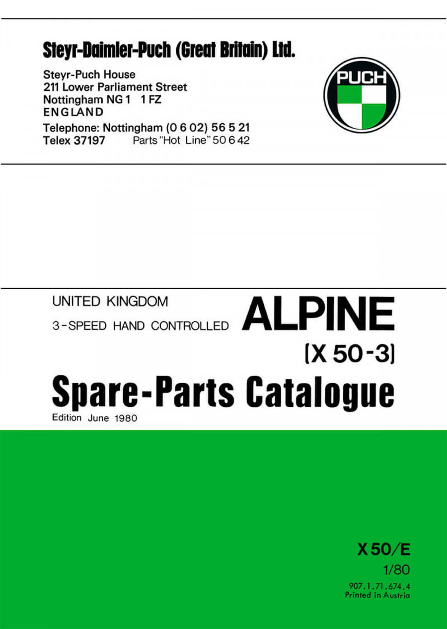 Puch Moped Alpine X 50-3, Spare-Parts-Catalogue