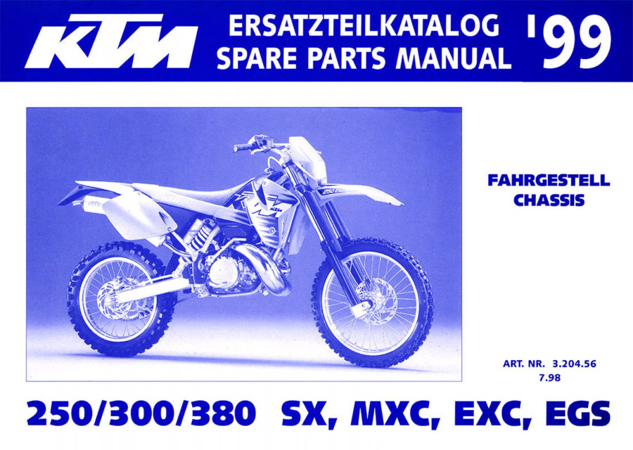 KTM Motorfahrzeugbau 250, 300, 380 SX, MXC, EXC, EGS, Fahrgestell Ersatzteilkatalog