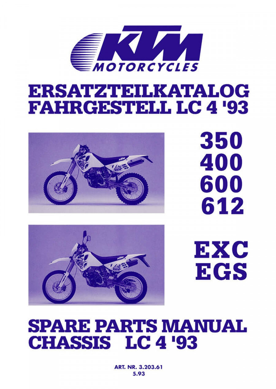 KTM 350, 400, 600, 612 EXC, EGS, Fahrgestell LC4 `93 Ersatzteilkatalog