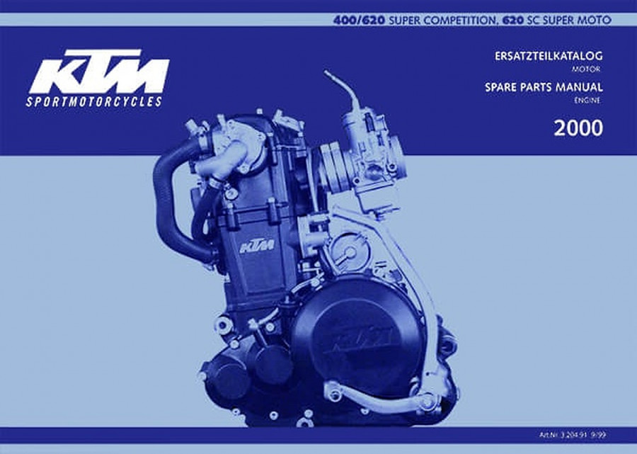 KTM Motorfahrzeugbau 400/620 Super Competition, 620 SC Super Moto, Ersatzteilkatalog (nur Motor)