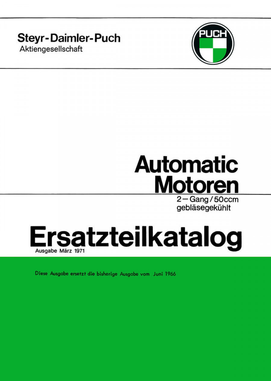 Puch Automatik Motoren, 2-Gang, gebläsegekühlt, Ersatzteilkatalog
