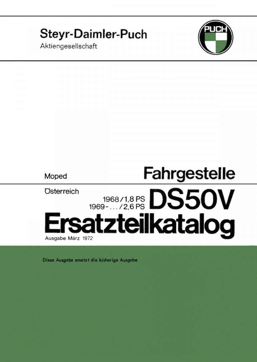 Puch DS 50 V, Fahrgestell, ab 1968, Ersatzteilkatalog