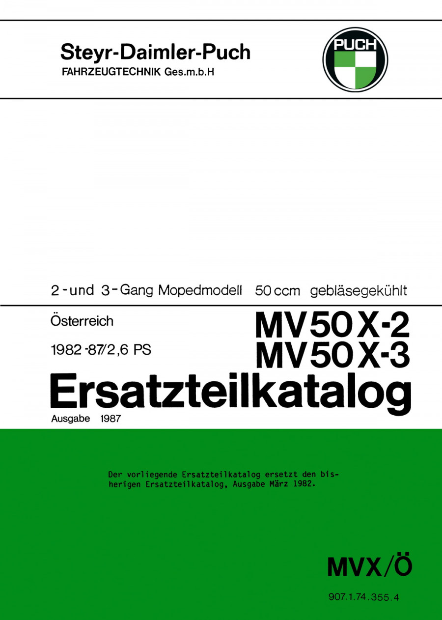 Puch MV50 X-2 und MV50 X-3 Ersatzteilkatalog