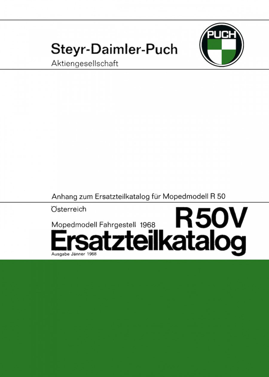Puch R 50 V, Fahrgestell, Anhang zum Ersatzteilkatalog R 50, Ersatzteilkatalog