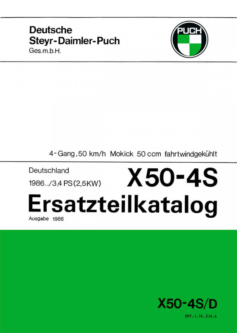 Puch X 50-4S Deutschland Ersatzteilkatalog