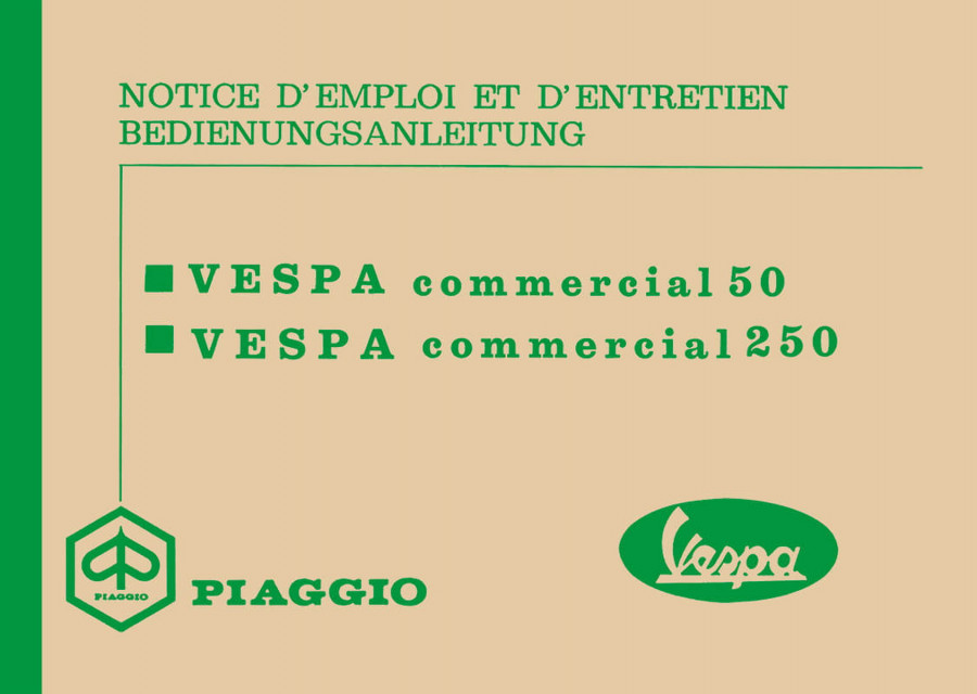 Vespa Commercial 50 und 250, Bedienungsanleitung