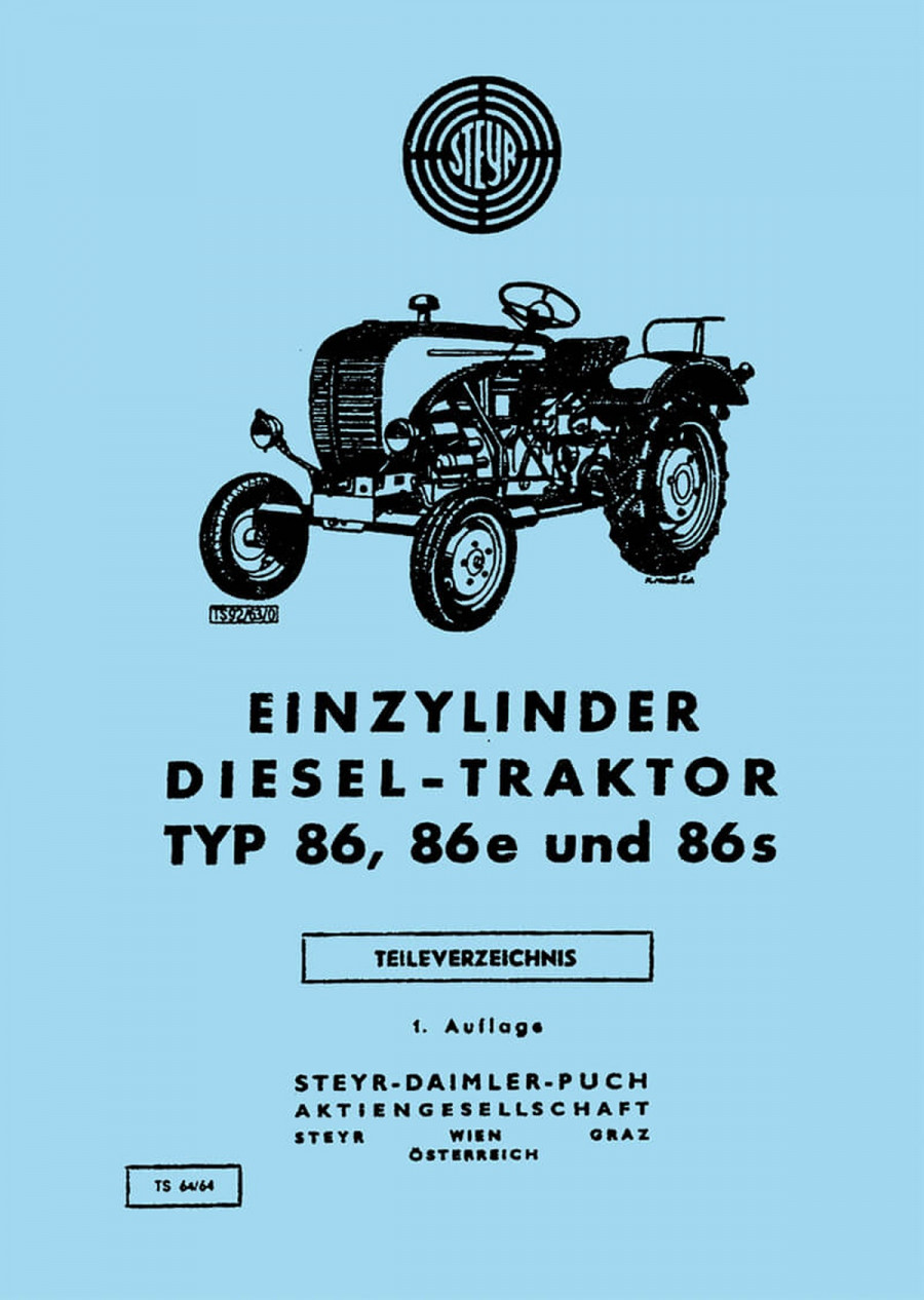 Steyr 86 86e 86s Traktor Ersatzteilkatalog