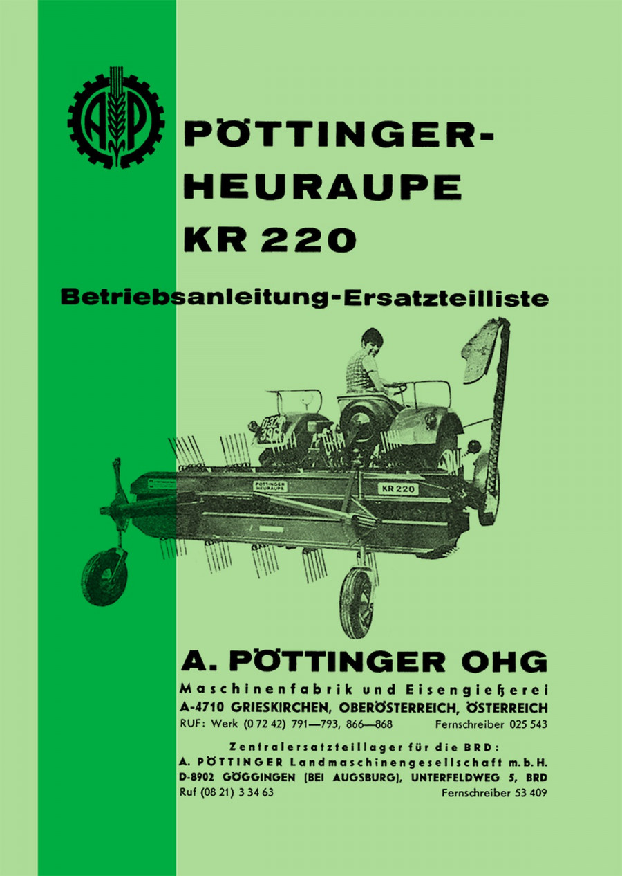 Pöttinger KR 220 Betriebsanleitung und Ersatzteilliste