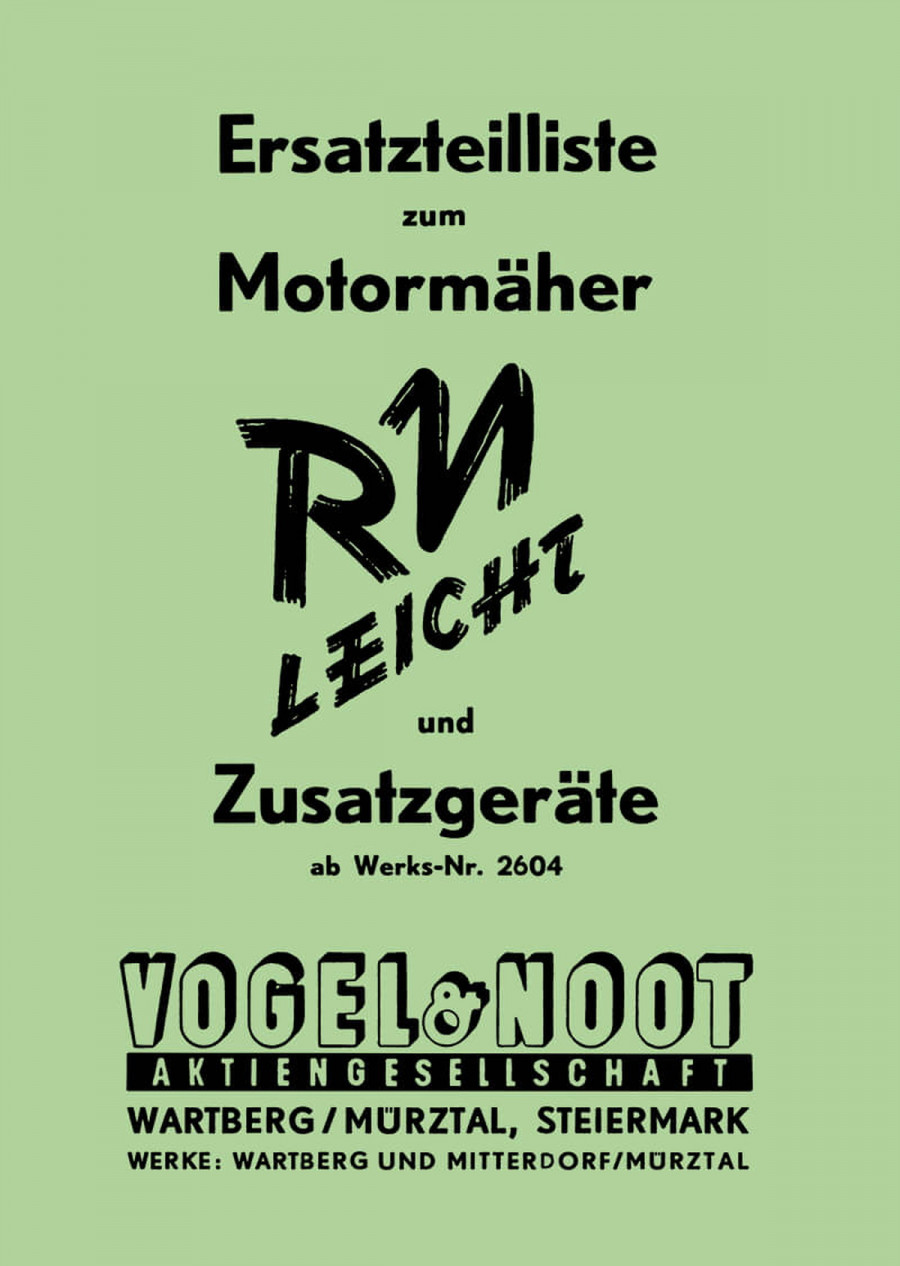 Vogel & Noot Motormäher RN leicht und Zusatzgeräte, Ersatzteilkatalog