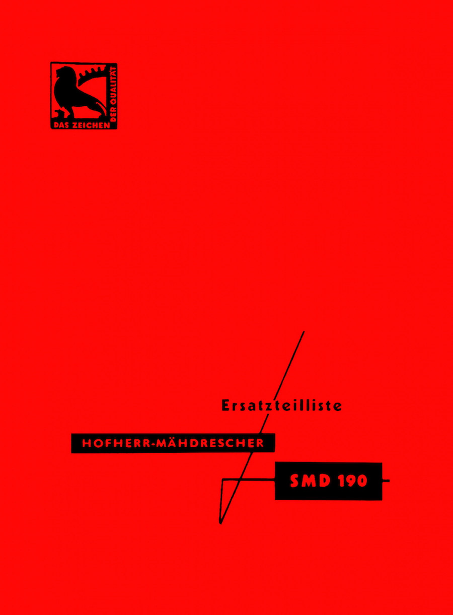 Hofherr-Schrantz SMD 190 Mähdrescher Ersatzteilkatalog