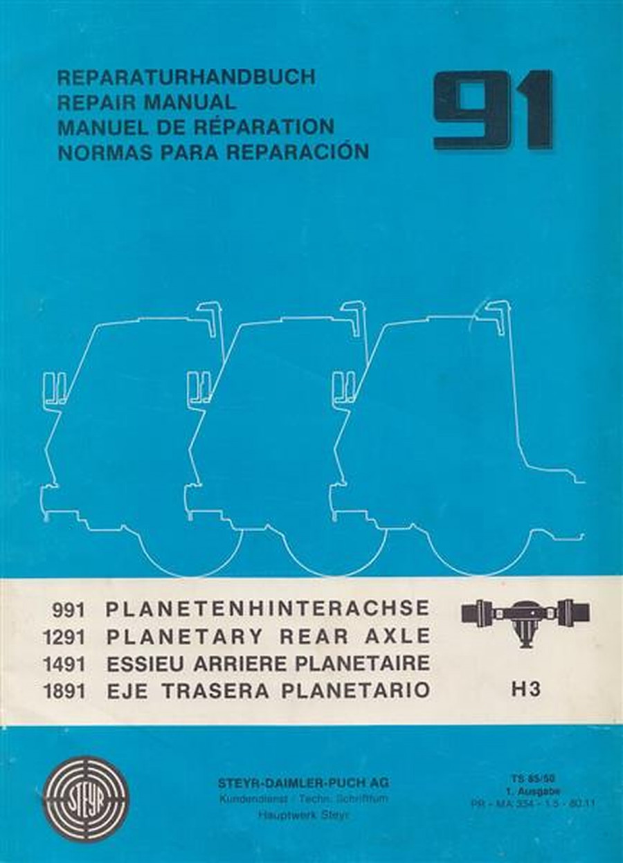 Steyr Planeten-Hinterachse 991, 1291, 1491 II, 1891 Reparaturhandbuch