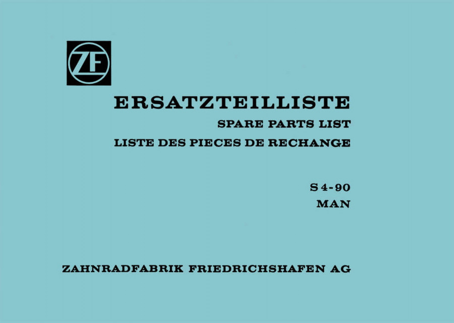 ZF Synchroma 4-Gang-Getriebe S4-90 (MAN) Erstazteilliste