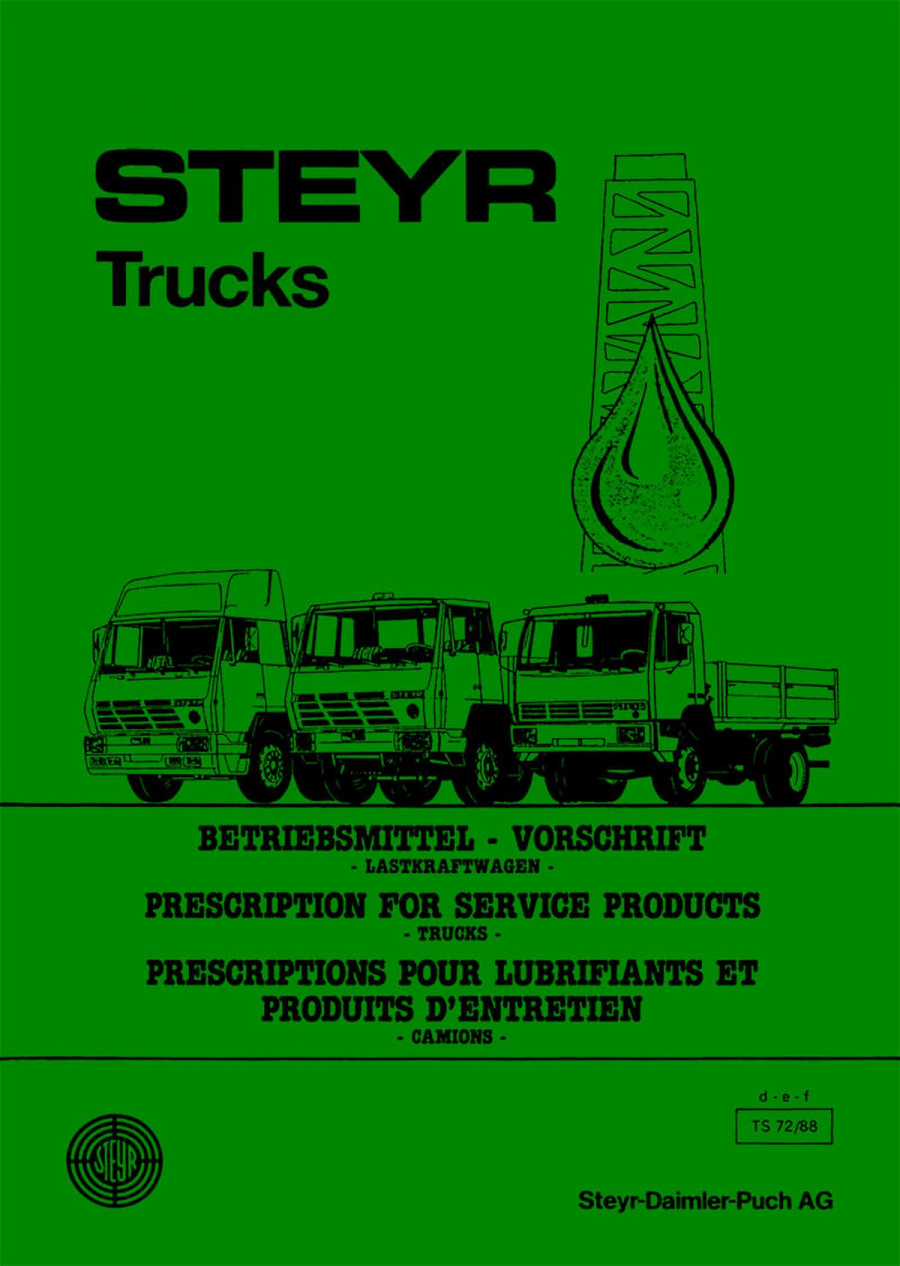 Steyr Trucks Lastkraftwagen Betriebsmittelvorschrift