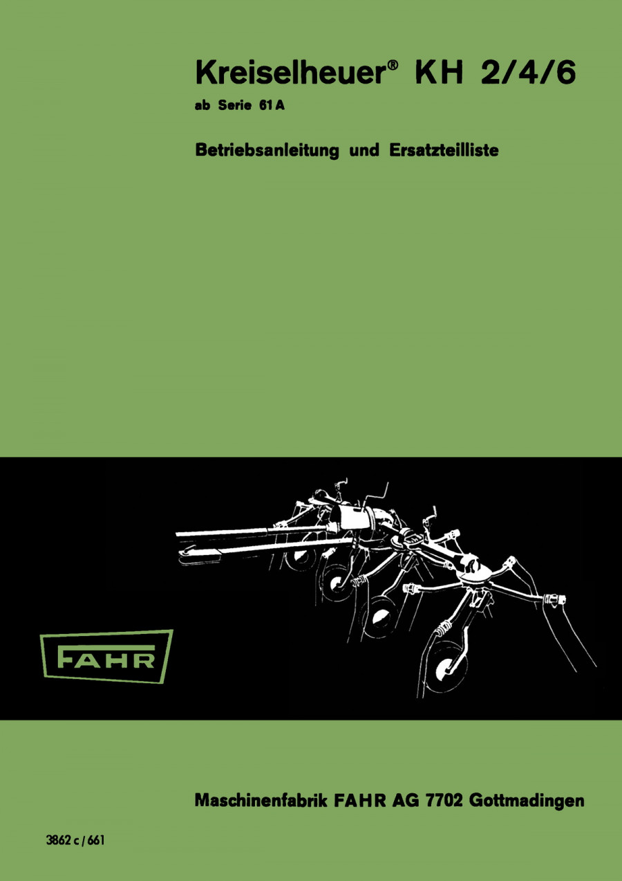Fahr KH2 KH4 KH6 Betriebsanleitung und Ersatzteilkatalog
