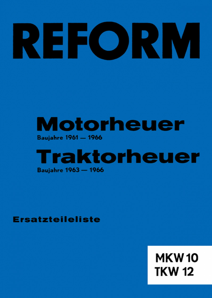 Reform MKW 10 und TKW 12 Ersatzteilliste