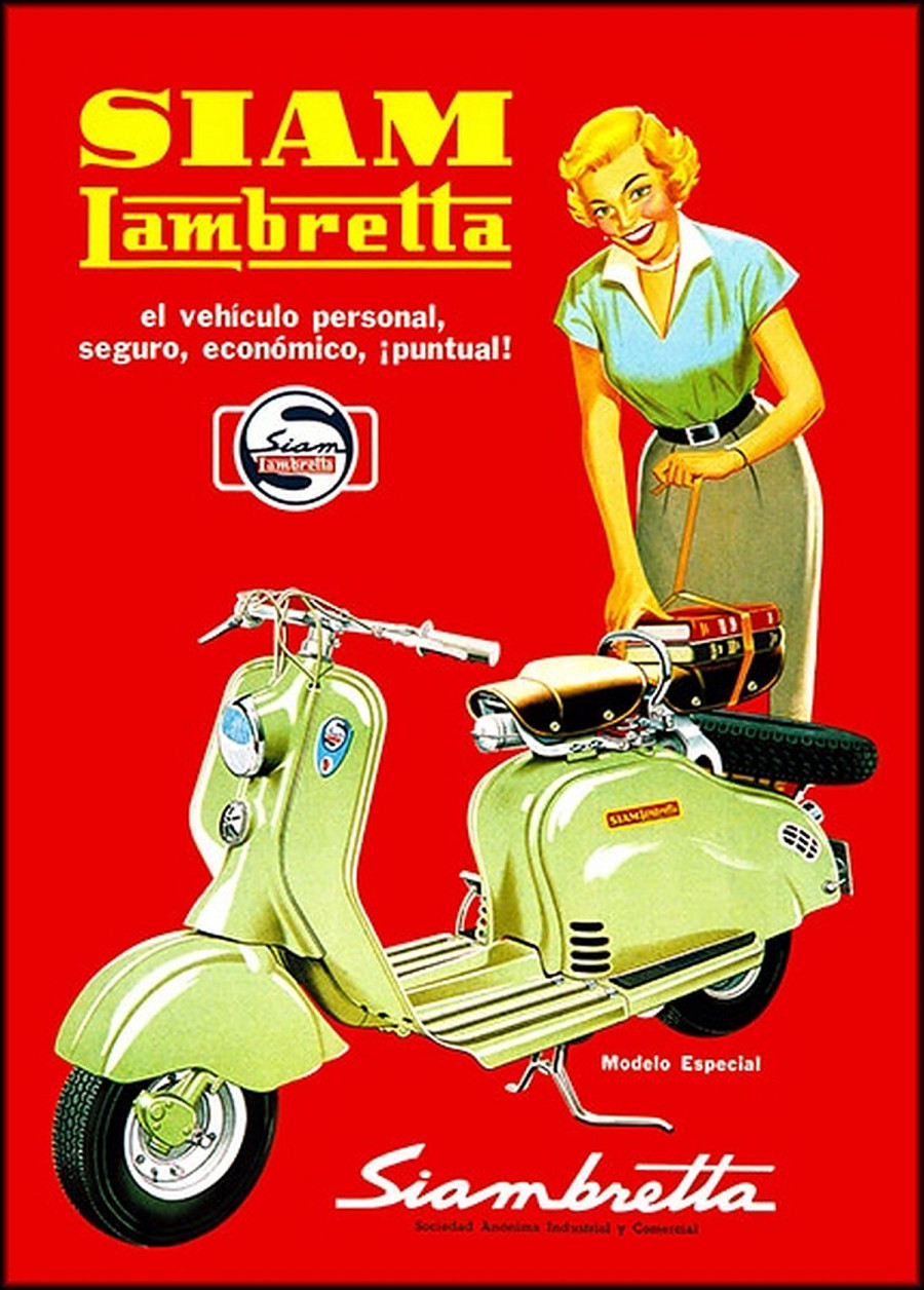 Siam Lambretta Motorroller Poster