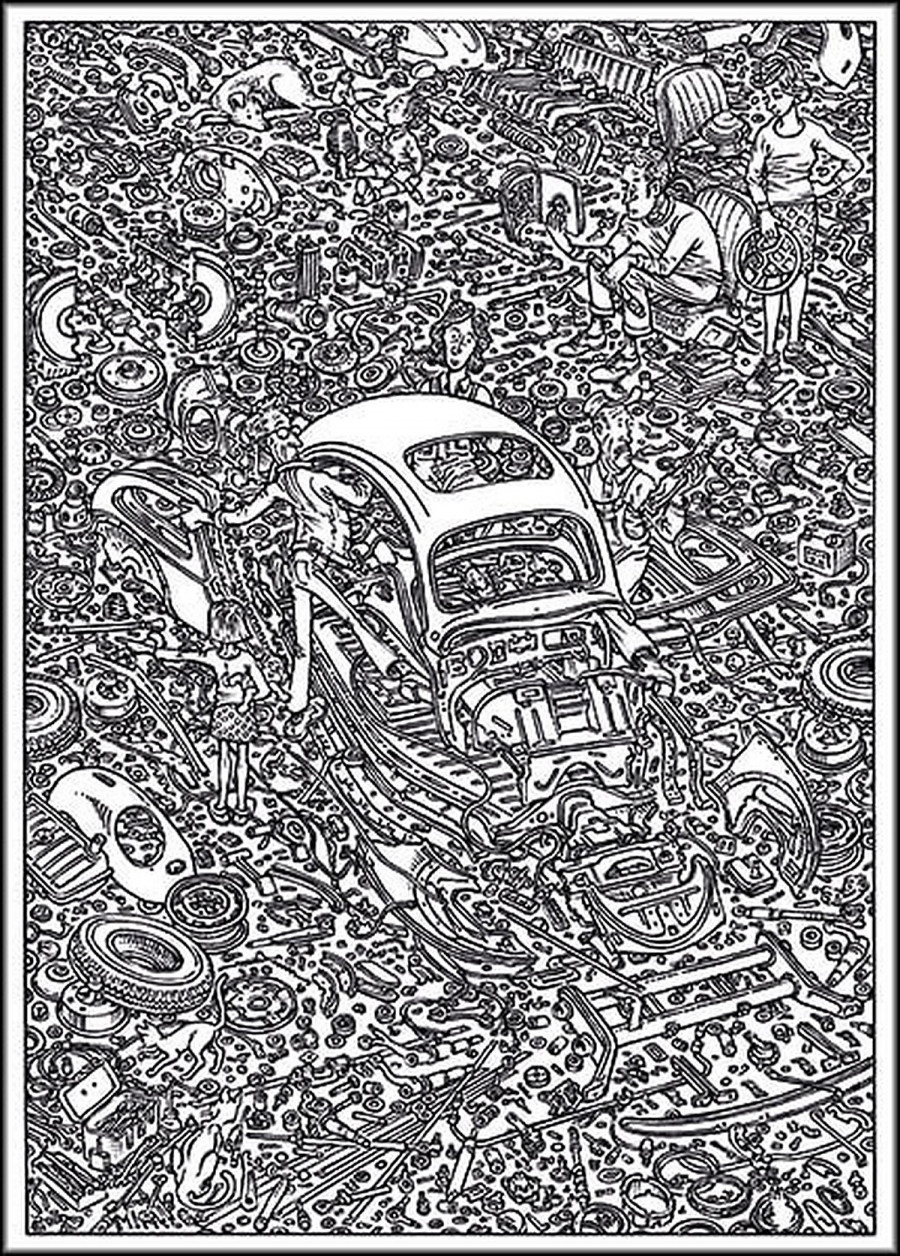 Reparatur und Werkstatt Wimmelbild Poster