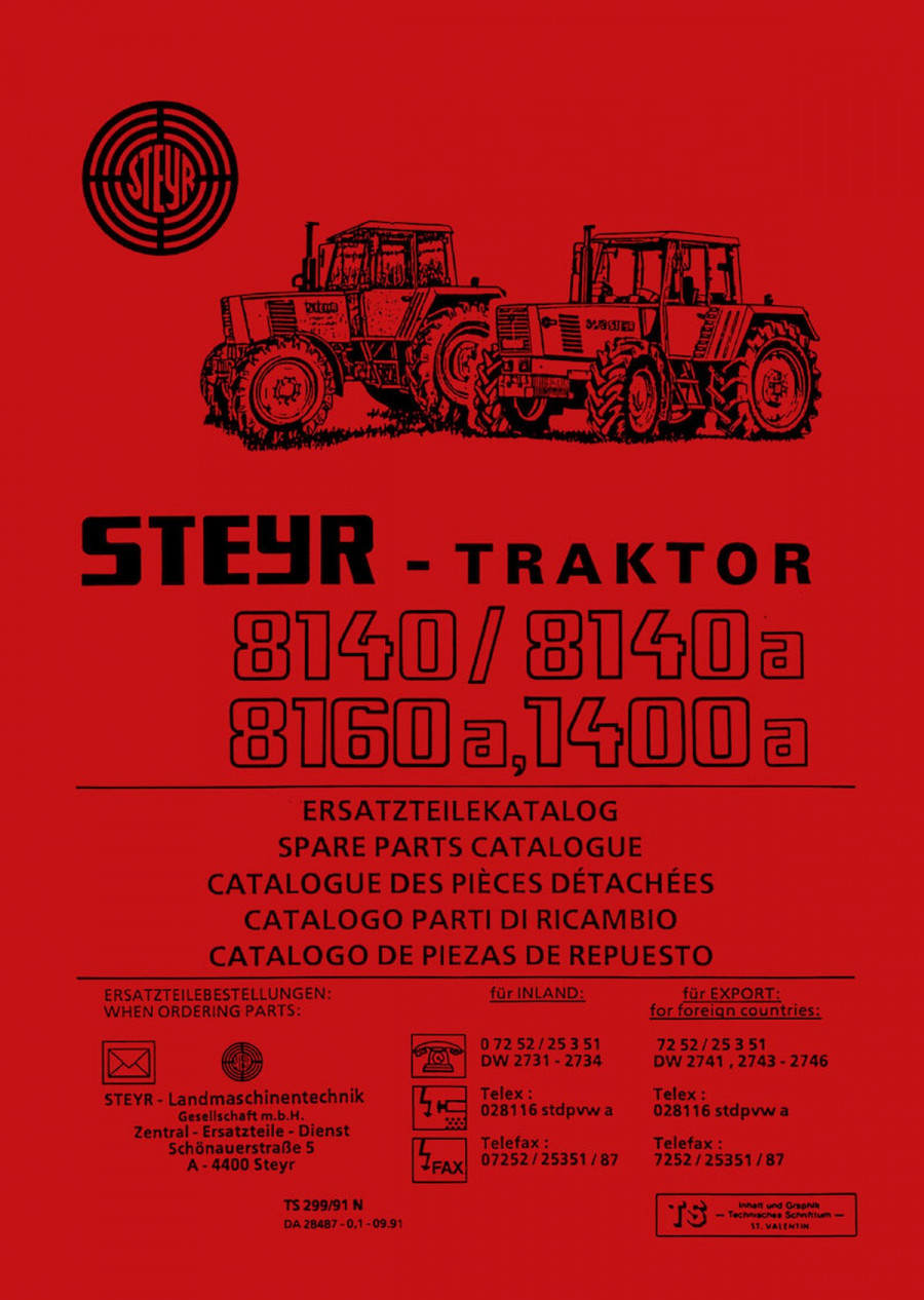 Steyr 8140, 8140a, 8160a und 1400a Ersatzteilkatalog