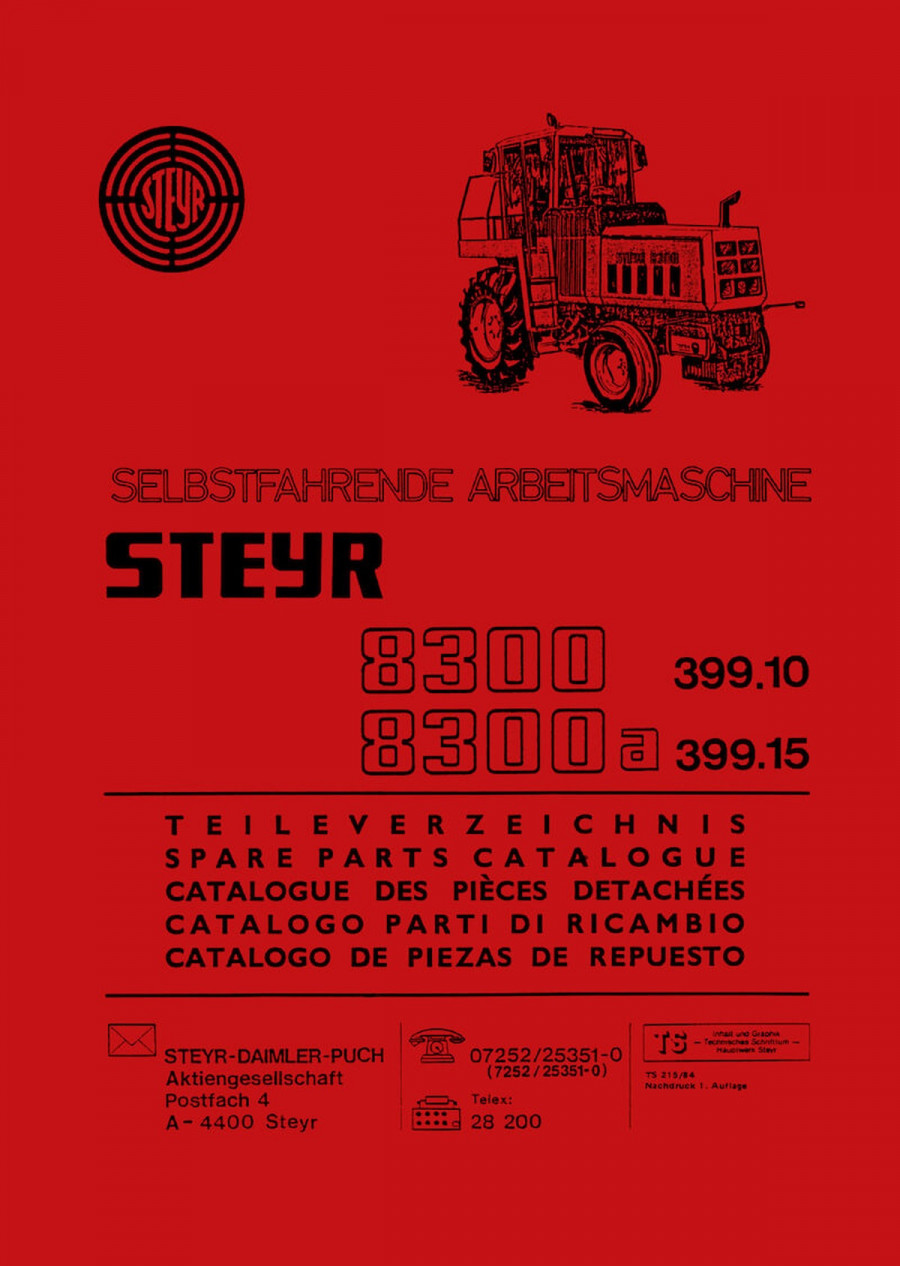 Steyr 8300 und 8300a Traktor Ersatzeilkatalog