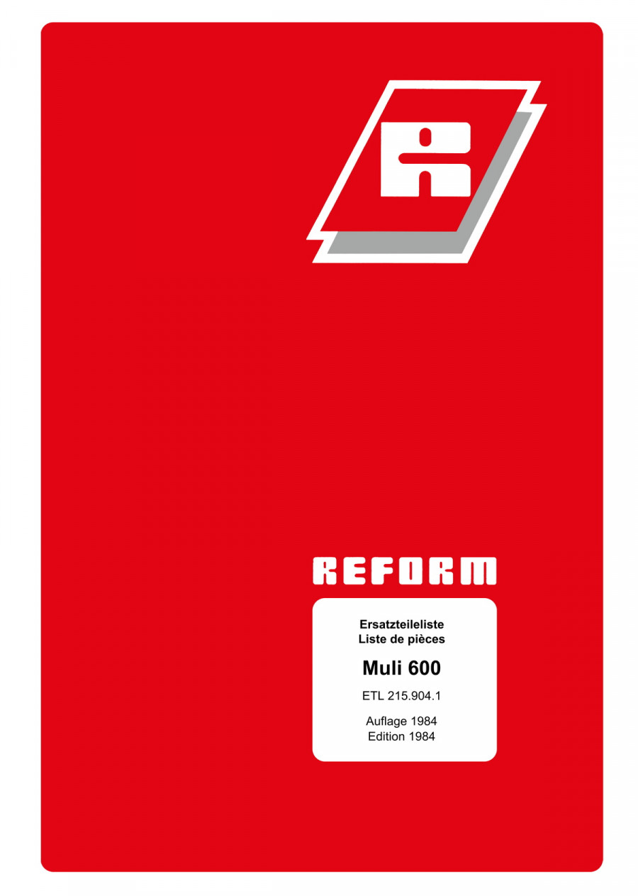 Reform Muli 600 Ersatzteilliste