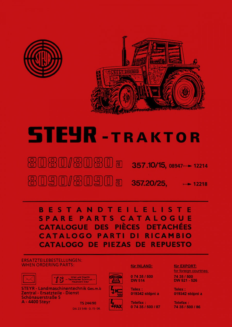 Steyr 8080 8080a 8090 8090a Traktor Ersatzteilkatalog