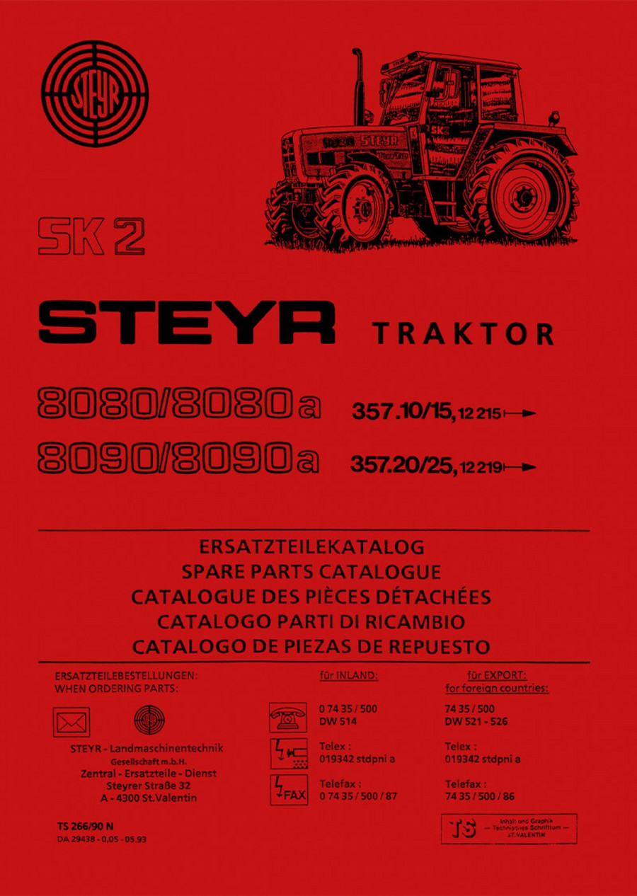 Steyr 8080 8080a 8090 8090a SK2 Traktor Ersatzteilkatalog