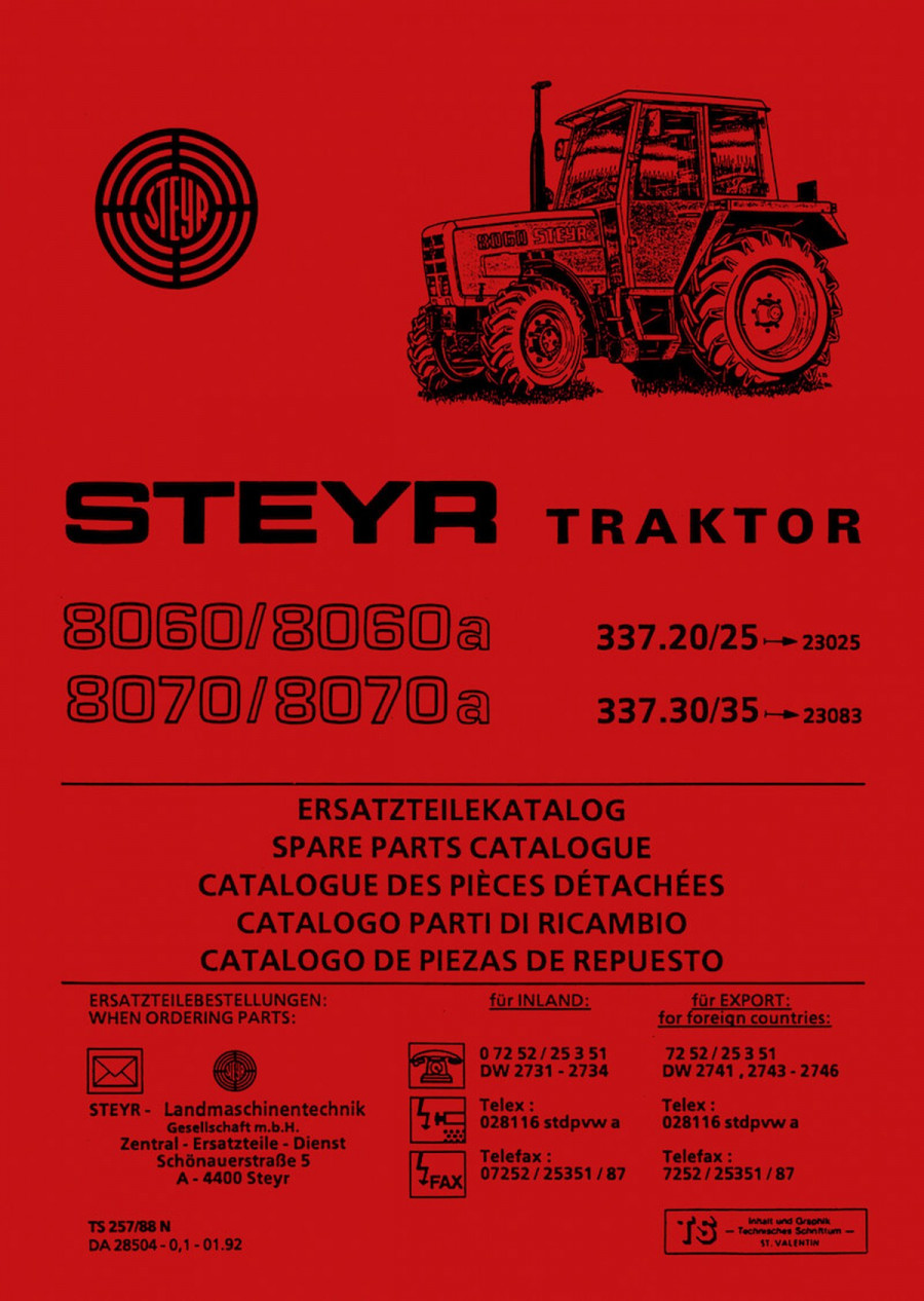 Steyr 8060 8060a 8070 8070a Traktor Ersatzteilkatalog