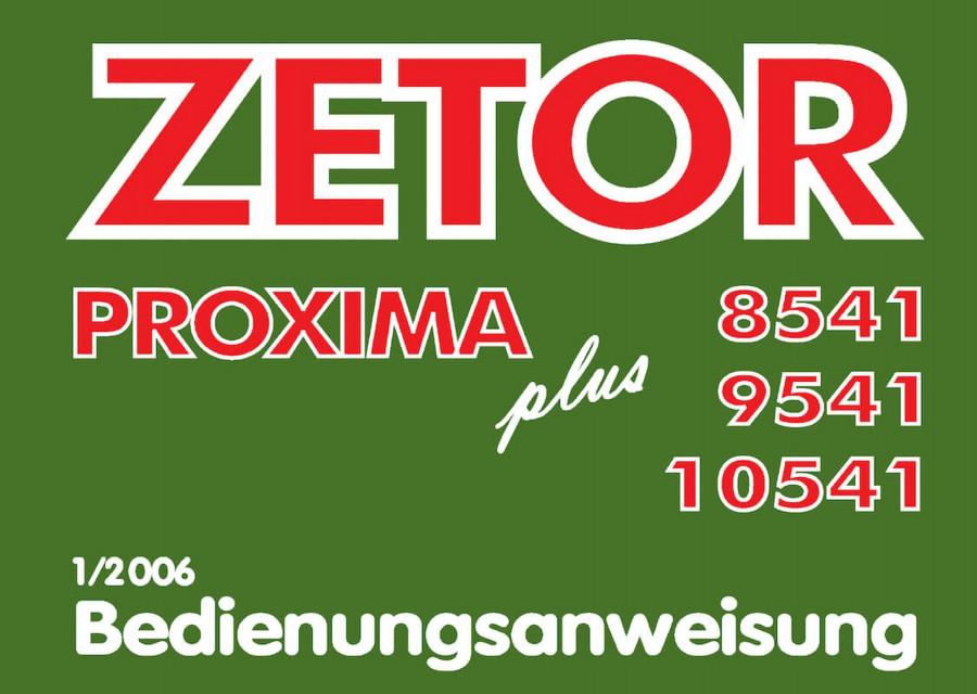 Zetor 8541, 9541, 10541 Proxima Plus Bedienungsanweisung