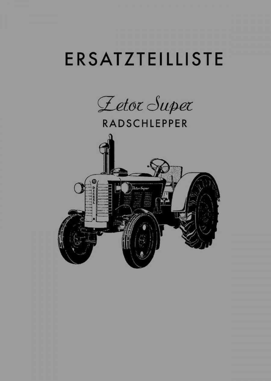 Zetor Super Radschlepper Ersatztelliste