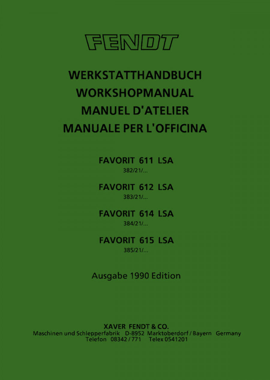 Fendt Favorit 611 612 614 615 LSA Werkstatthandbuch