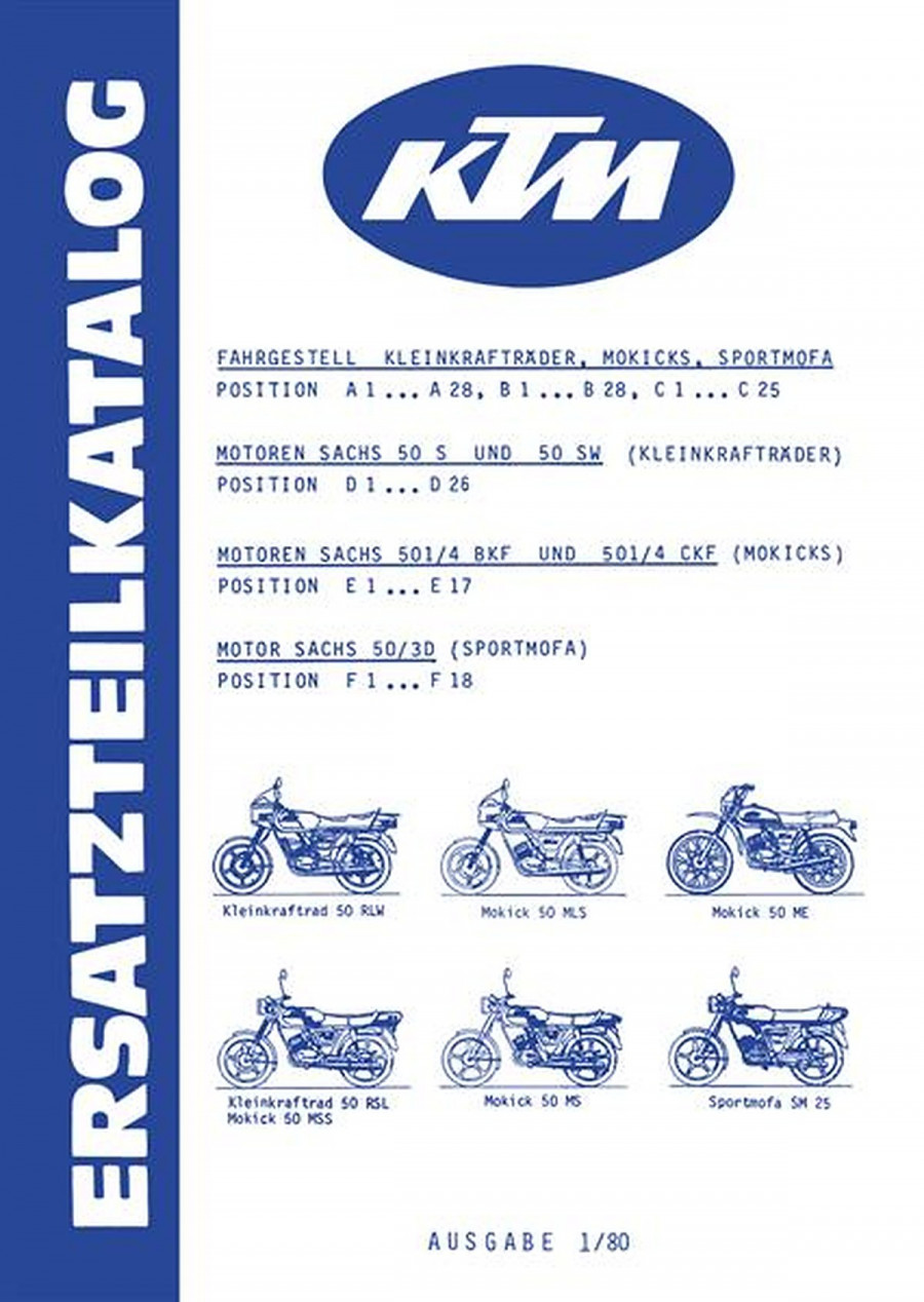KTM Kleinkraftrad, Mokick, Sportmofa Ersatzteilkatalog