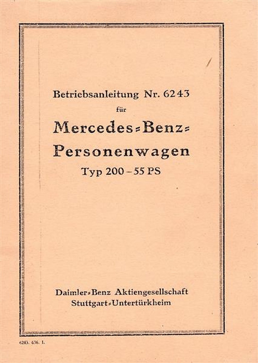 Mercedes-Benz Typ 200, 55 PS Betriebsanleitung