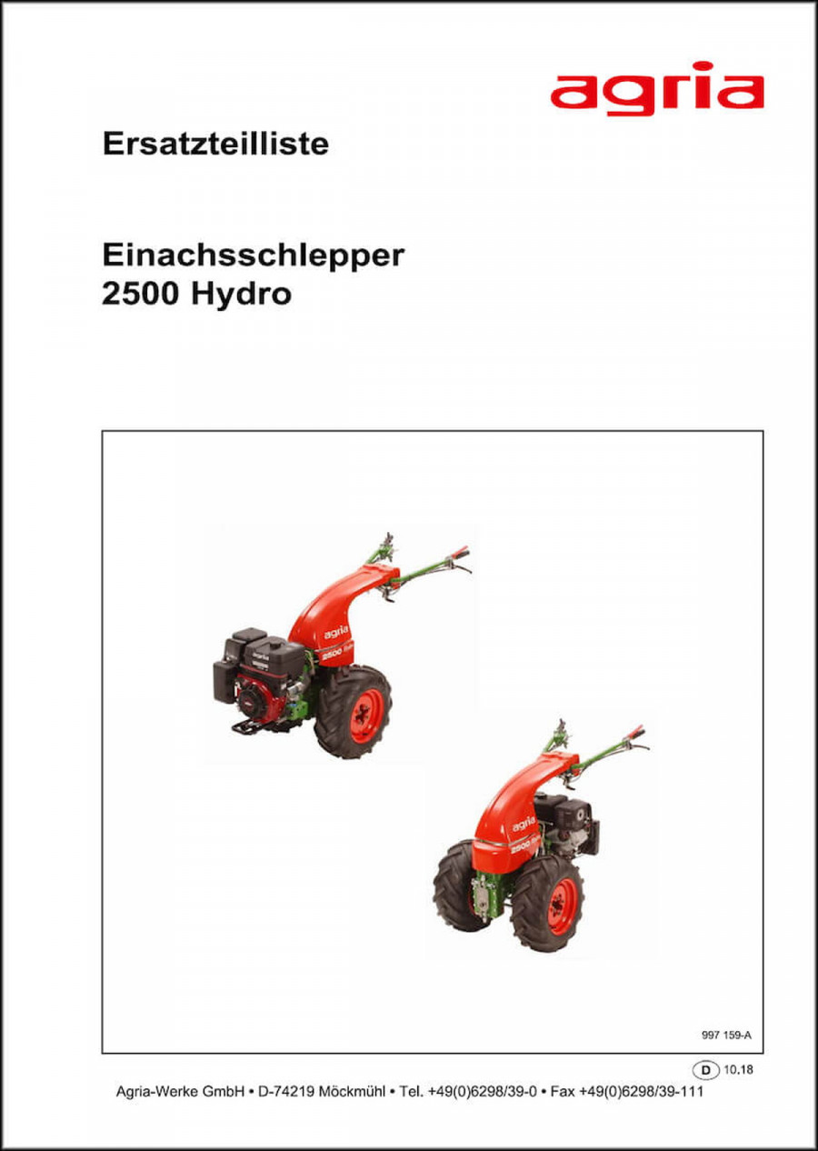 Agria 2500 Hydro Ersatzteilliste