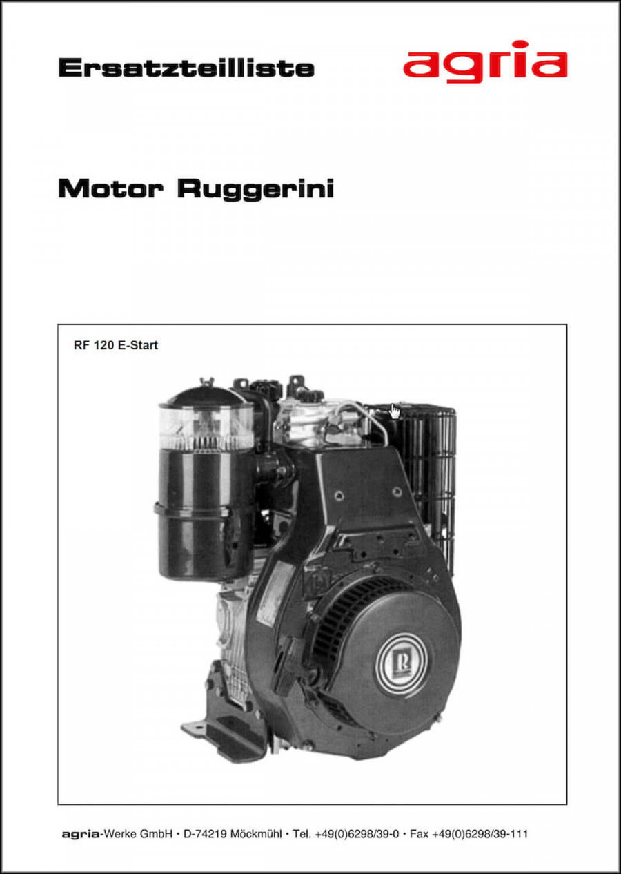 Agria Motor Ruggerini RF120 Ersatzteilliste